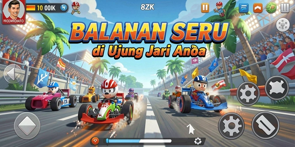 Tampilan gameplay balapan seru di 8ZK dengan berbagai kendaraan.