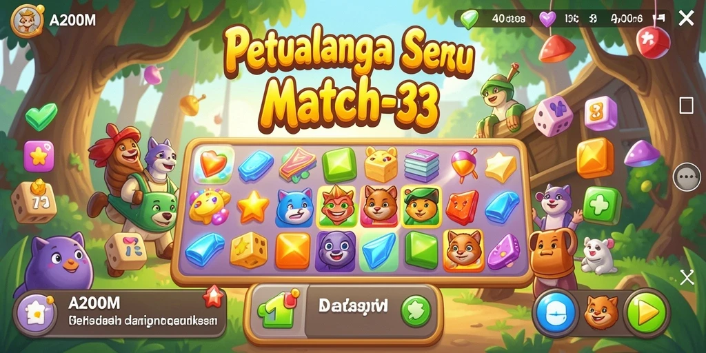 Screenshot gameplay A200M menampilkan aksi mencocokkan yang seru.