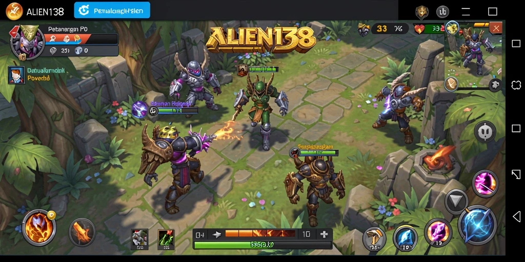 Tangkapan layar utama ALIEN138 menampilkan aksi pertarungan RPG yang epik.