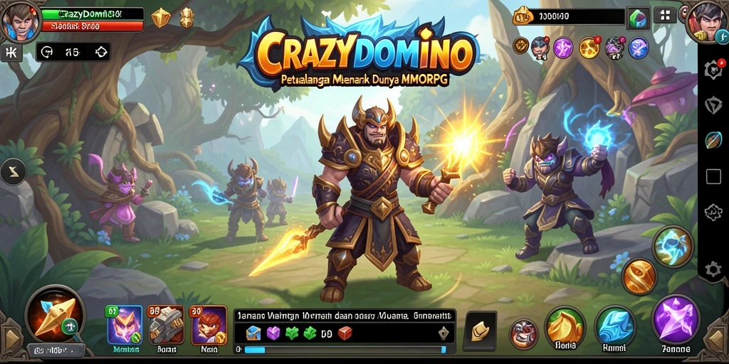 Tampak aksi seru dalam gameplay <strong>CRAZYDOMINO</strong>, menampilkan pertarungan menegangkan di dunia MMORPG.