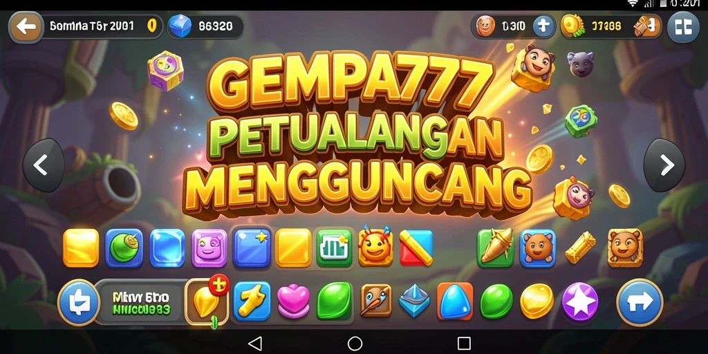 Screenshot utama GEMPA777 menampilkan gameplay seru Match-3 yang menarik.