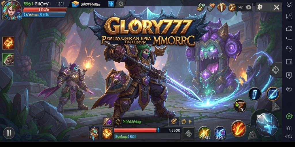 Screenshot gameplay GLORY777 menampilkan aksi seru dalam dunia MMORPG.