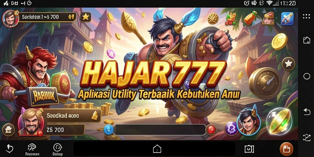 Tampilan utama aplikasi HAJAR777 dengan fitur utility yang lengkap.