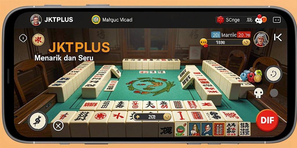 Screenshot utama JKTPLUS menampilkan gameplay Mahjong yang seru.