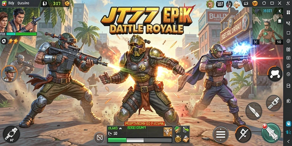 Tampilan gameplay JT777 dengan aksi pertempuran yang intens dan menarik.