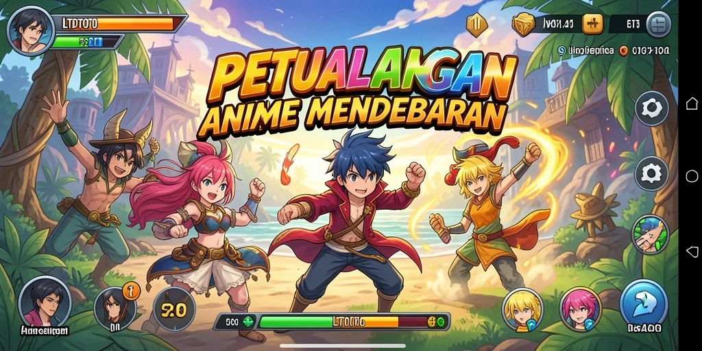 Tampilan gameplay LTDTOTO dengan aksi seru dan karakter anime favorit.