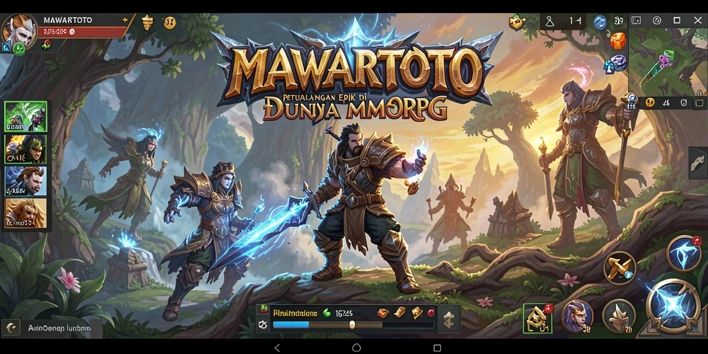 Screenshot utama gameplay MAWARTOTO yang menampilkan pertarungan epik.